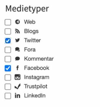 Filter til valg af medietyper